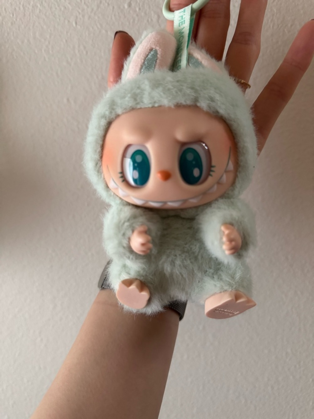 LABUBU Mint Green Fuzzy Bunny Doll Keychain